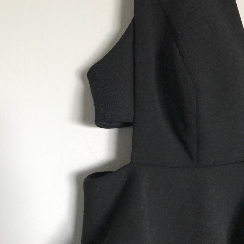 Aidan Mattox Peplum Scuba Crepe Cocktail Dress Size 4 NEW Black Cut Out Party - Picture 3 of 7